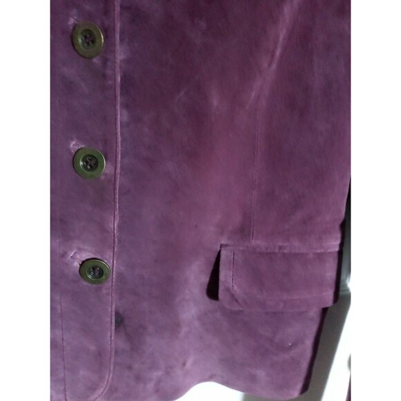 Women's C Concepts Suede Jacket Size 12 Purple Coat 100% Leather Pockets - Picture 5 of 9